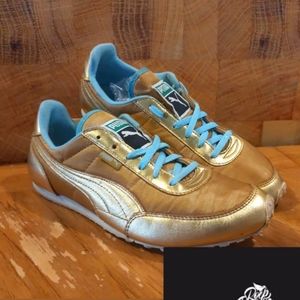 Puma Women Metallic Gold Softfoam Sneakers Sz 7.5